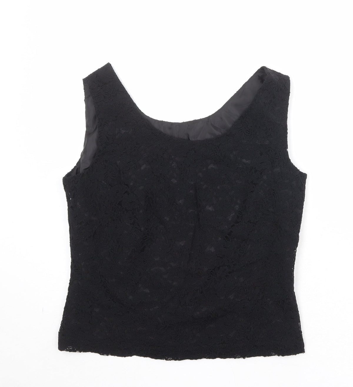 Scarlett Womens Black Floral Polyester Basic Tank Size 12 Round Neck