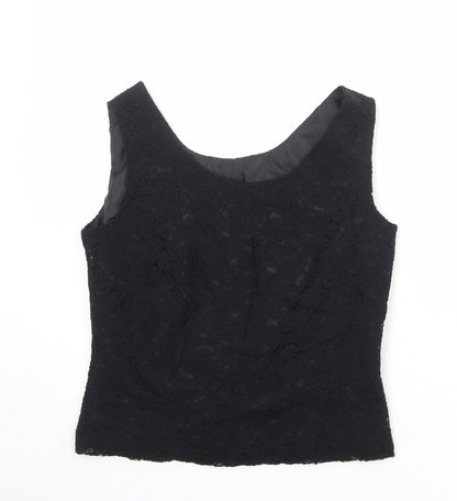 Scarlett Womens Black Floral Polyester Basic Tank Size 12 Round Neck