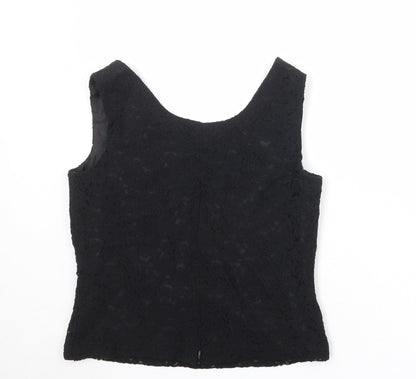 Scarlett Womens Black Floral Polyester Basic Tank Size 12 Round Neck