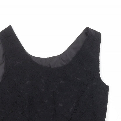 Scarlett Womens Black Floral Polyester Basic Tank Size 12 Round Neck