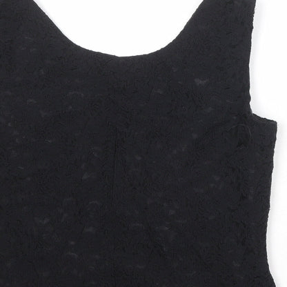 Scarlett Womens Black Floral Polyester Basic Tank Size 12 Round Neck