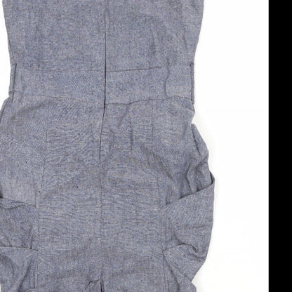 Heaven Womens Grey Cotton Pencil Dress Size 12 Square Neck Zip - Draped Detail