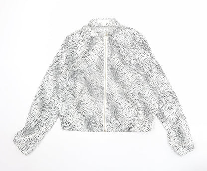 H&M Womens White Polka Dot Bomber Jacket Jacket Size 14 Zip