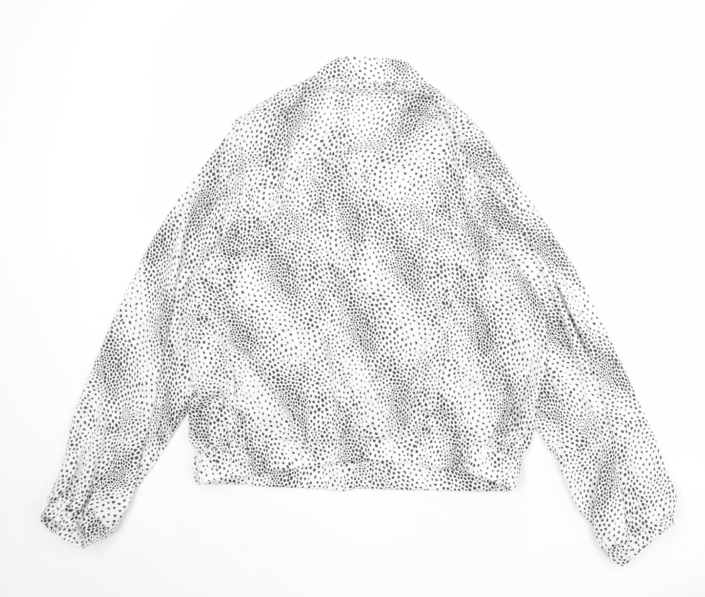 H&M Womens White Polka Dot Bomber Jacket Jacket Size 14 Zip