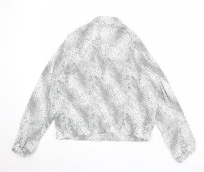 H&M Womens White Polka Dot Bomber Jacket Jacket Size 14 Zip