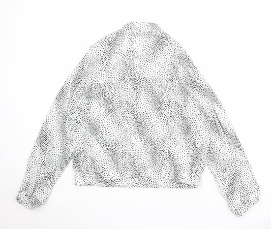 H&M Womens White Polka Dot Bomber Jacket Jacket Size 14 Zip