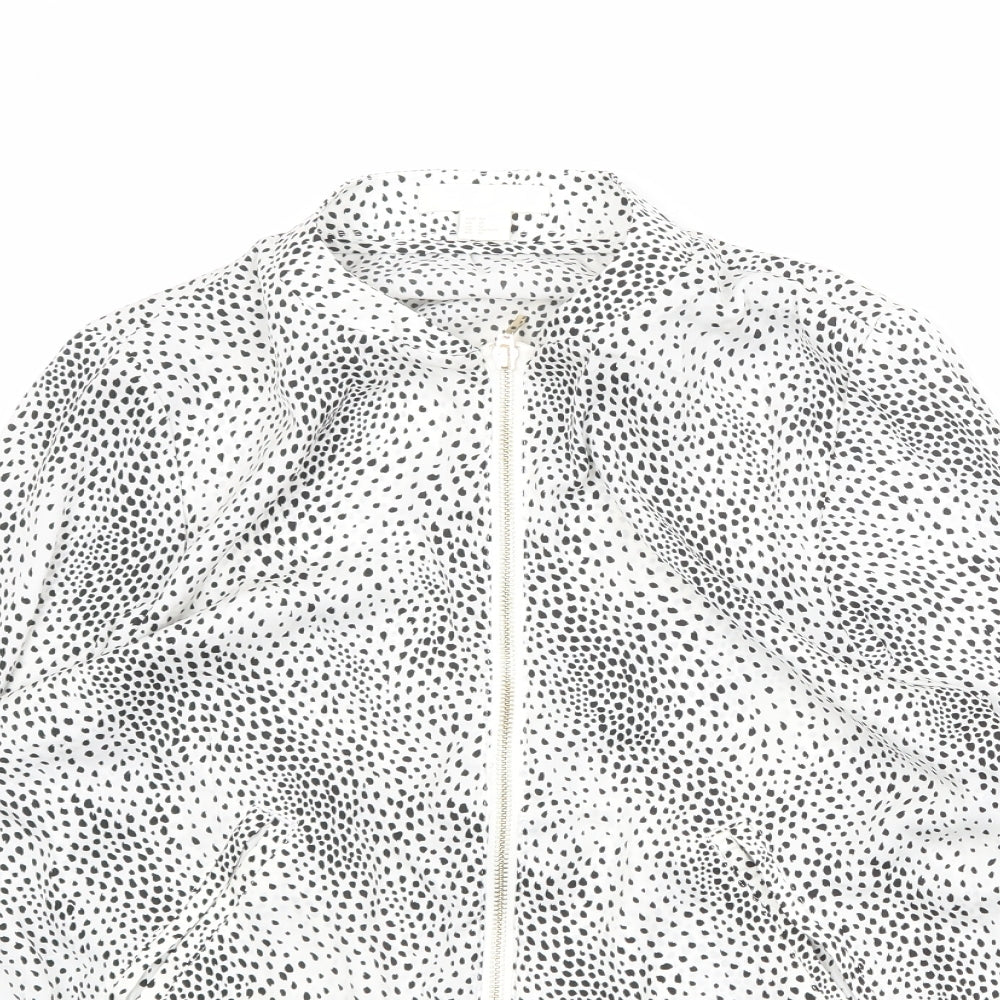 H&M Womens White Polka Dot Bomber Jacket Jacket Size 14 Zip