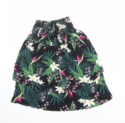 b.young Womens Black Floral Viscose Skater Skirt Size S