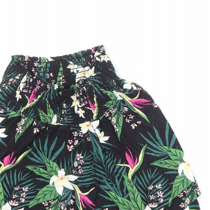 b.young Womens Black Floral Viscose Skater Skirt Size S