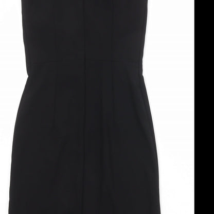 Mango Womens Black Polyester Shift Size S Square Neck Zip
