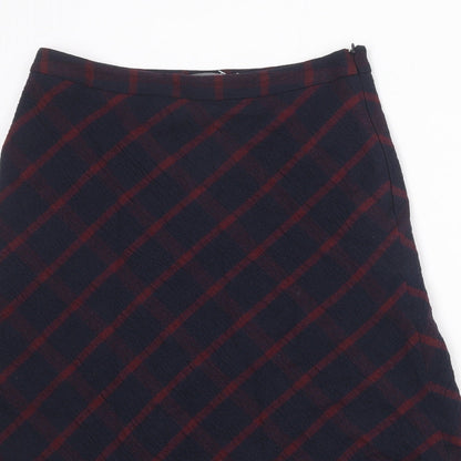 Mint Velvet Womens Black Check Polyester Swing Skirt Size 10 Zip