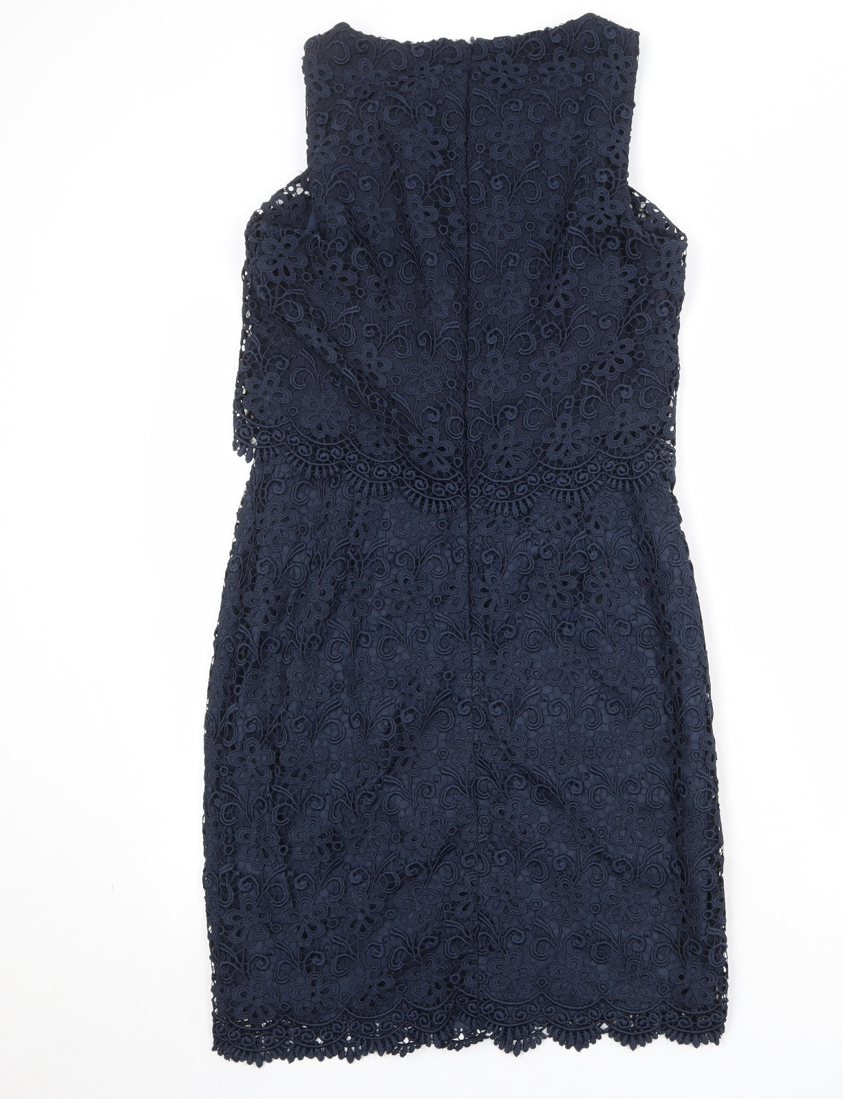 Monsoon Womens Blue Geometric Polyester A-Line Size 10 Round Neck Zip