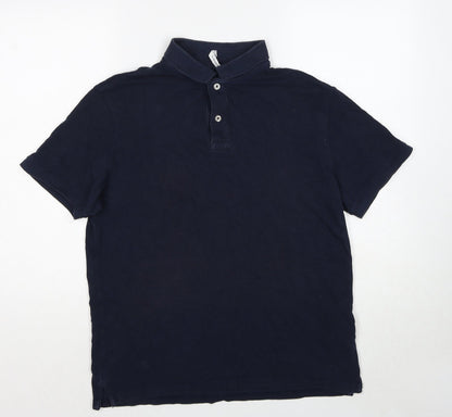 C&A Mens Blue Cotton Polo Size M Collared Pullover