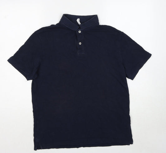 C&A Mens Blue Cotton Polo Size M Collared Pullover