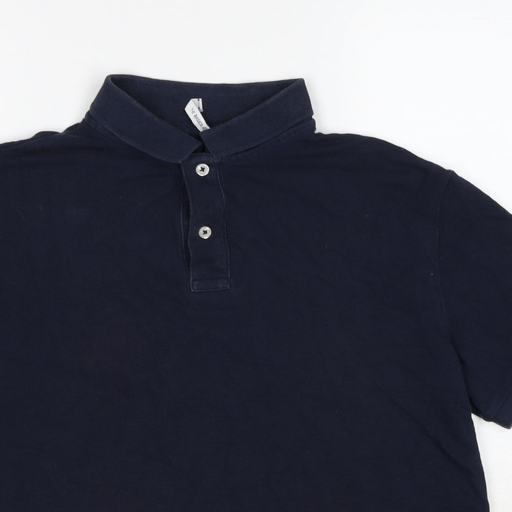 C&A Mens Blue Cotton Polo Size M Collared Pullover