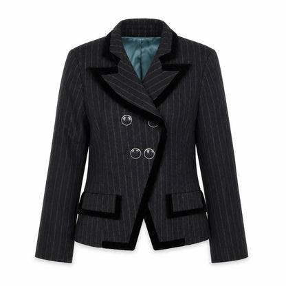 Miss Real Womens Grey Striped Jacket Blazer Size 10 Button