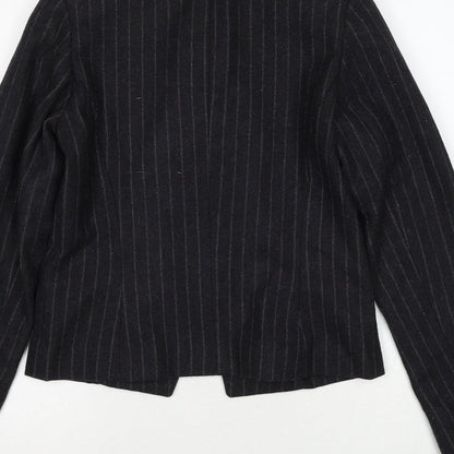 Miss Real Womens Grey Striped Jacket Blazer Size 10 Button