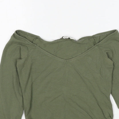 Miss Selfridge Womens Green Cotton Bodysuit One-Piece Size 6 Snap