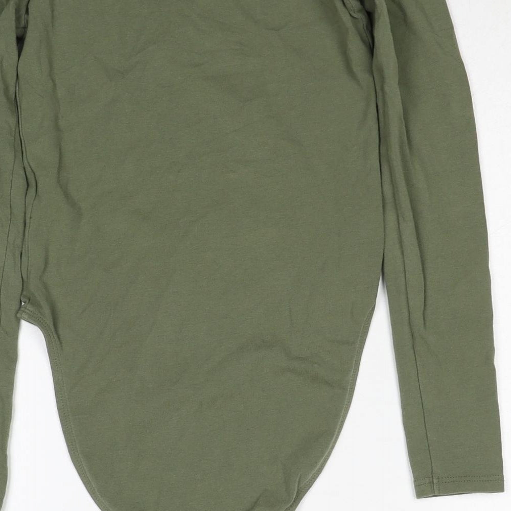 Miss Selfridge Womens Green Cotton Bodysuit One-Piece Size 6 Snap