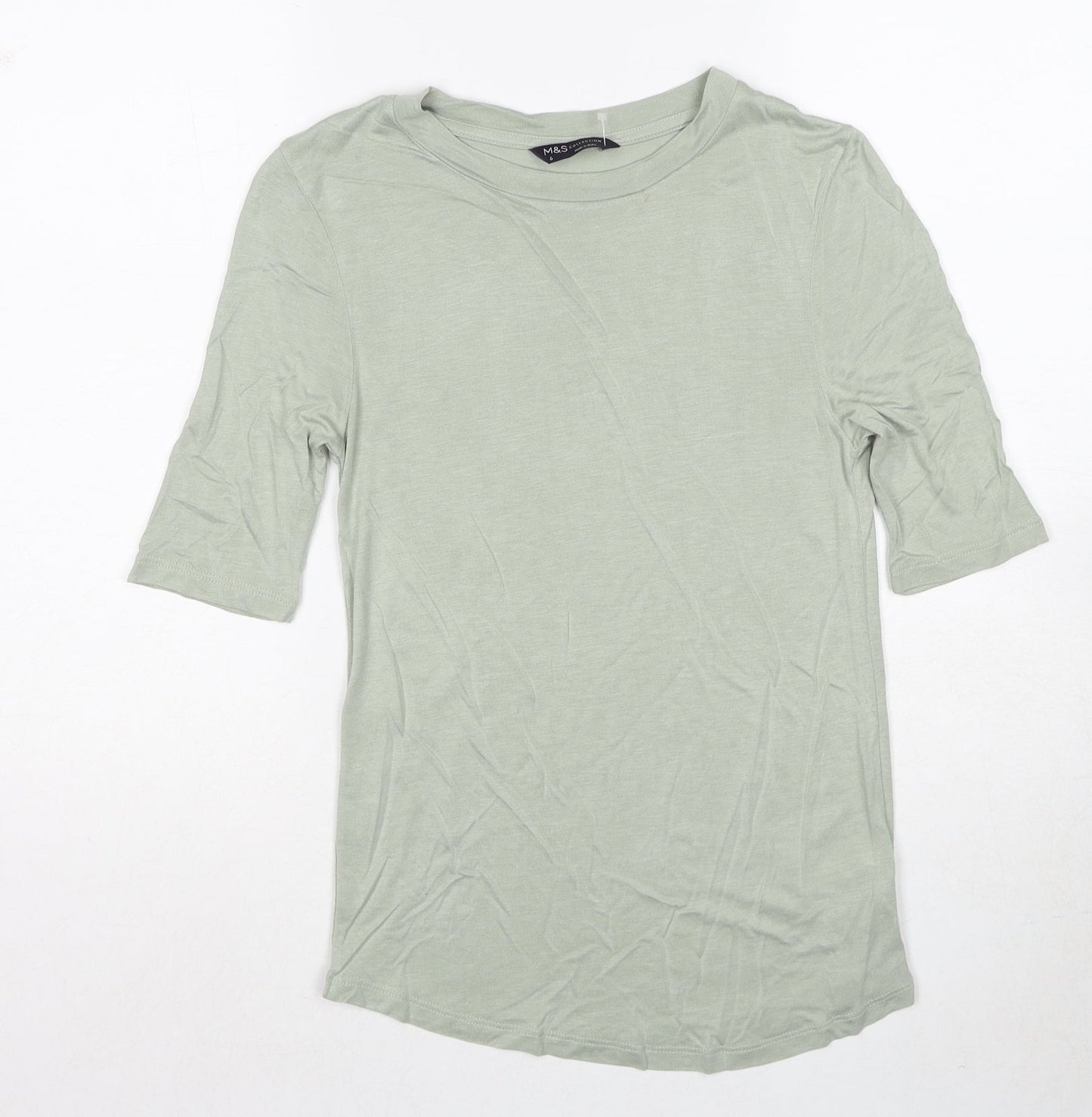 Womens UK Size 6 Marks and Spencer Green Basic T-Shirt