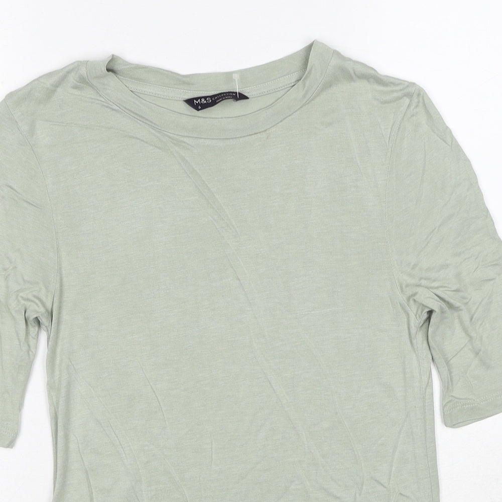 Womens UK Size 6 Marks and Spencer Green Basic T-Shirt