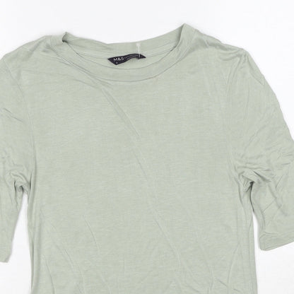 Womens UK Size 6 Marks and Spencer Green Basic T-Shirt