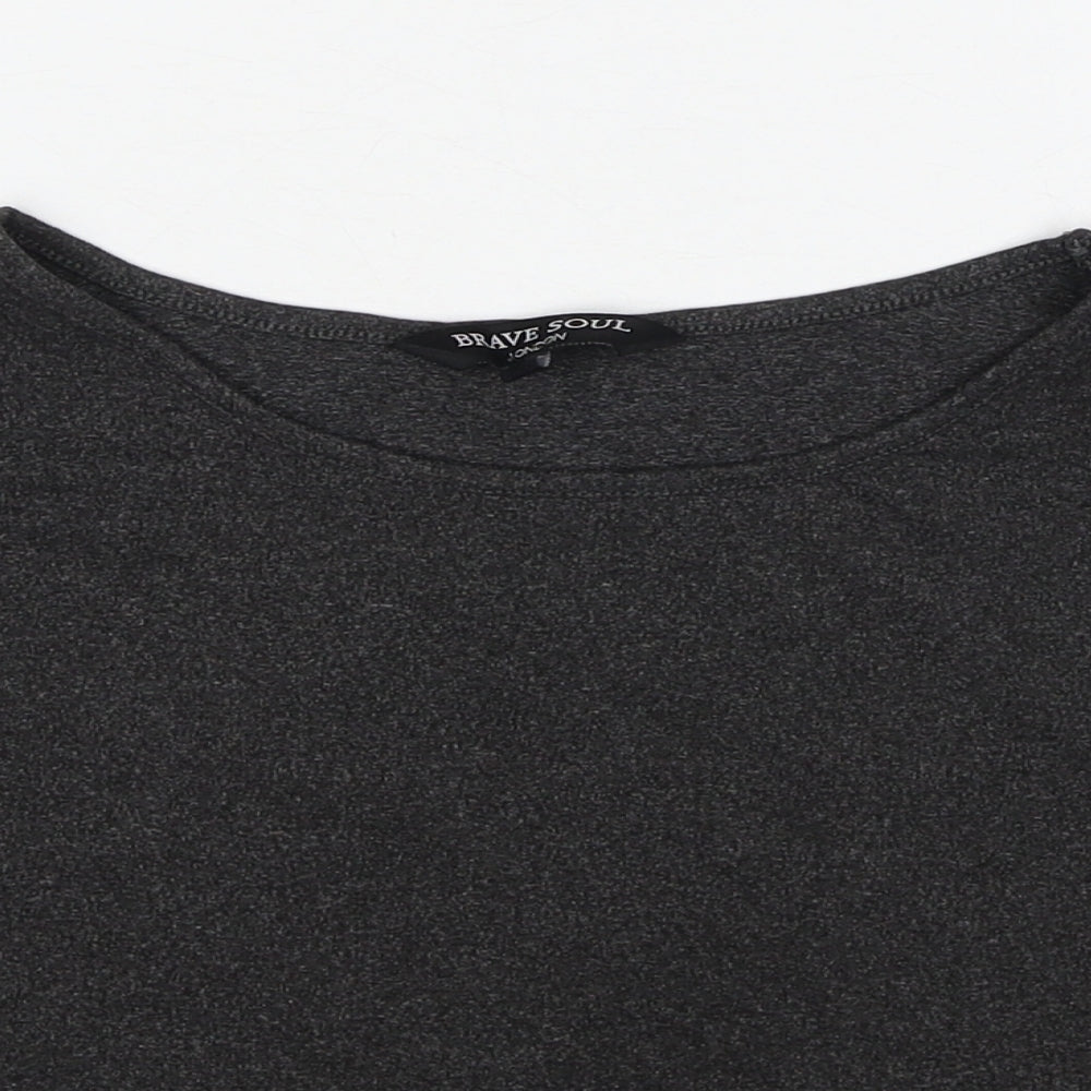 Womens UK Size XS Brave Soul Grey Basic T-Shirt