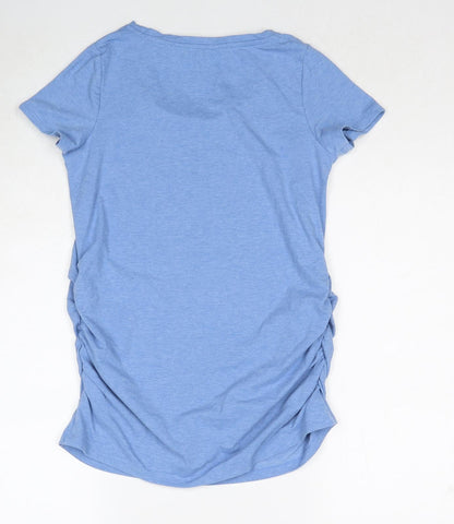 Blooming Marvellous Womens Blue Polyacrylate Fibre Basic T-Shirt Size S Scoop Neck - Ruched