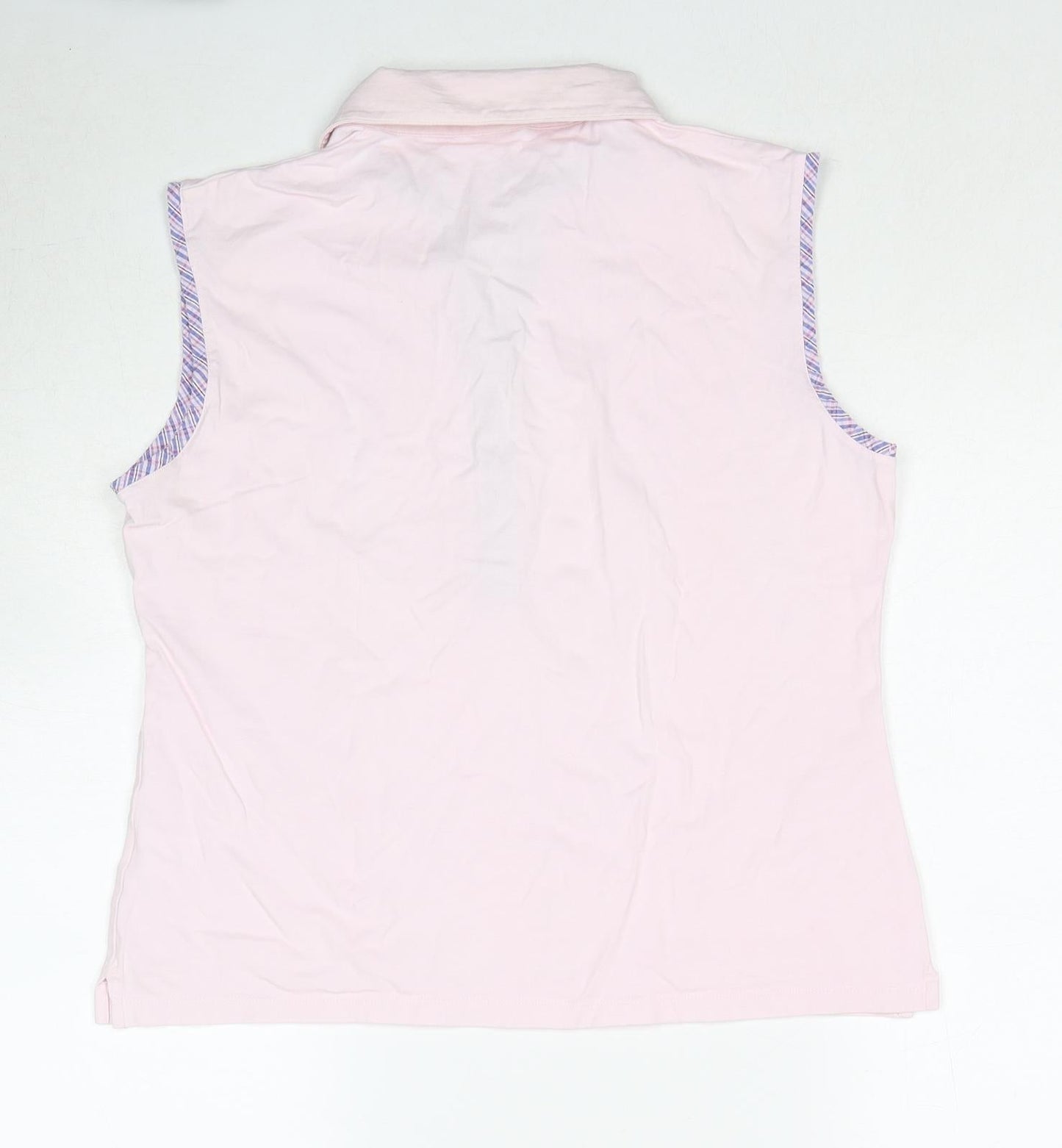 Valerie Herman Womens Pink Cotton Basic T-Shirt Size 16 Collared