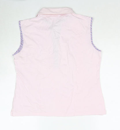 Valerie Herman Womens Pink Cotton Basic T-Shirt Size 16 Collared