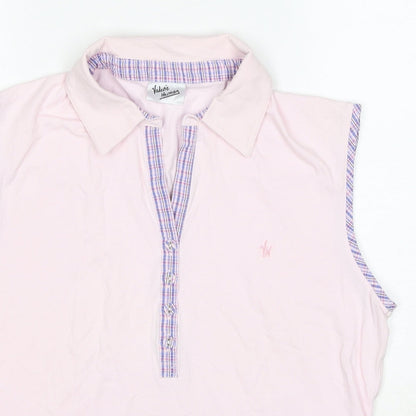 Valerie Herman Womens Pink Cotton Basic T-Shirt Size 16 Collared