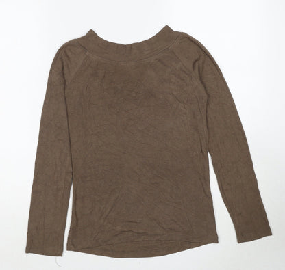 Moxie Womens Brown V-Neck Polyester Pullover Jumper Size M