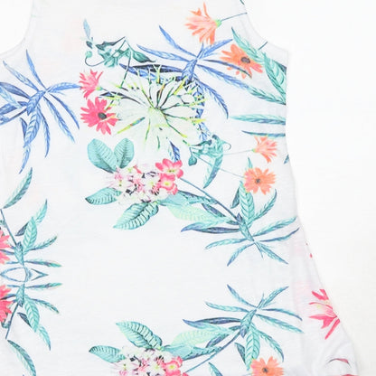 Quiz Womens White Floral Polyester Skater Dress Size M Round Neck Pullover