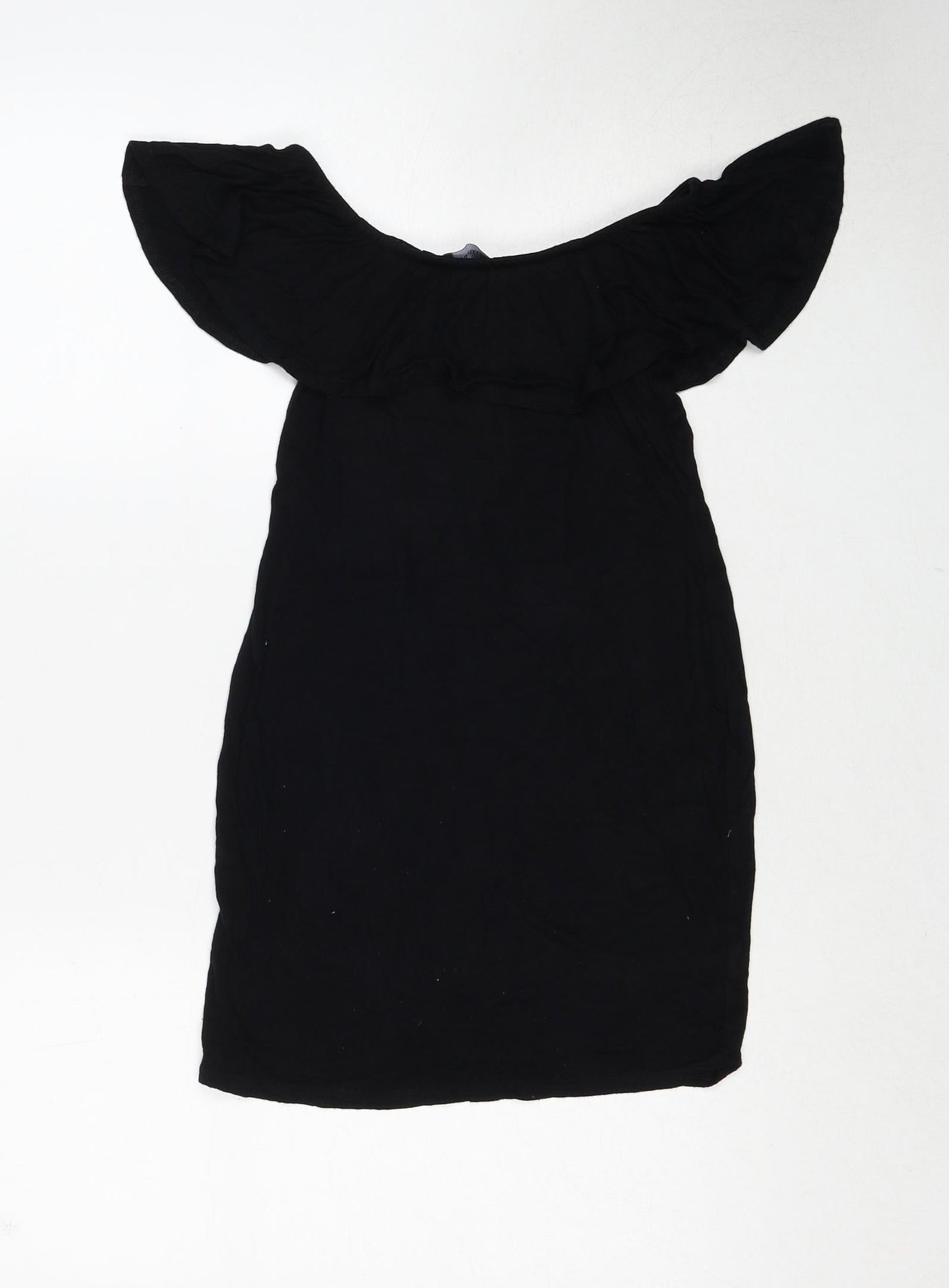PRETTYLITTLETHING Womens Black Viscose A-Line Size 8 Round Neck Pullover