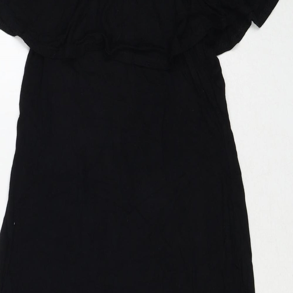 PRETTYLITTLETHING Womens Black Viscose A-Line Size 8 Round Neck Pullover