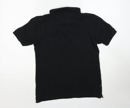 Luke Boys Black Cotton Basic Polo Size 14-15 Years Collared Pullover