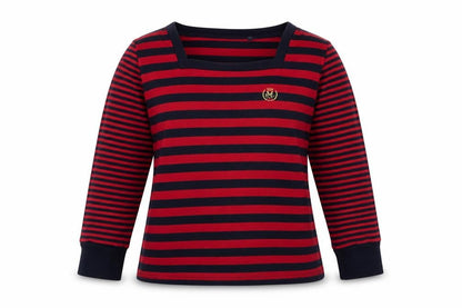 David Emanuel Womens Red Striped Cotton Pullover Sweatshirt Size 14 Pullover