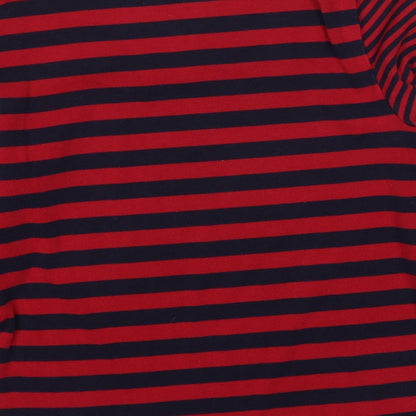 David Emanuel Womens Red Striped Cotton Pullover Sweatshirt Size 14 Pullover