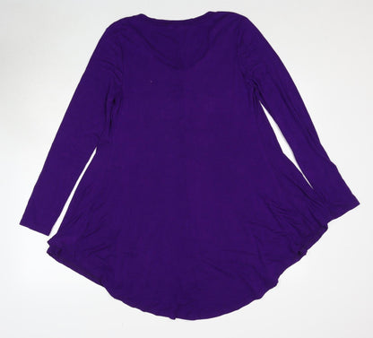 HOTOUCH Womens Purple Viscose Trapeze & Swing Size M Round Neck Pullover