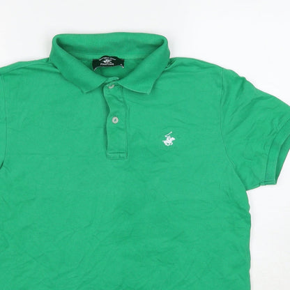 Beverly Hills Polo Club Mens Green Cotton Polo Size S Collared Pullover
