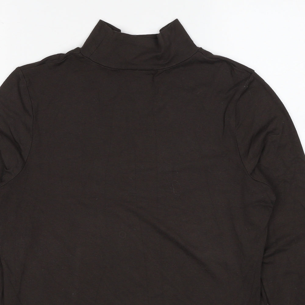 Close-up detail of AMARANTO women’s brown viscose pullover sweatshirt, size UK 14, pullover