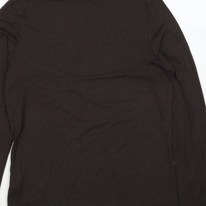 Brand and care label for AMARANTO women’s brown viscose pullover sweatshirt, size UK 14, pullover