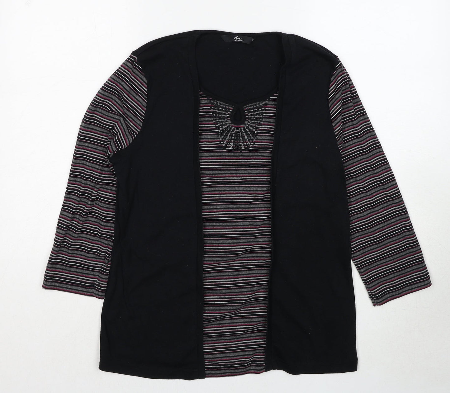 Womens UK Size M Bonmarché Black Basic Blouse
