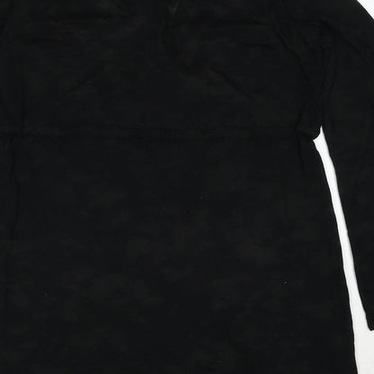 Marks and Spencer Womens Black Geometric Polyester A-Line Size S V-Neck Pullover