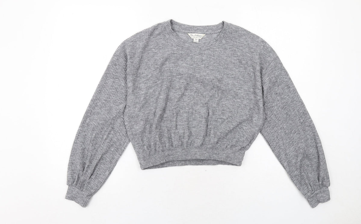 Additional front view of Miss Selfridge women’s grey polyester pullover sweatshirt, size S, pullover