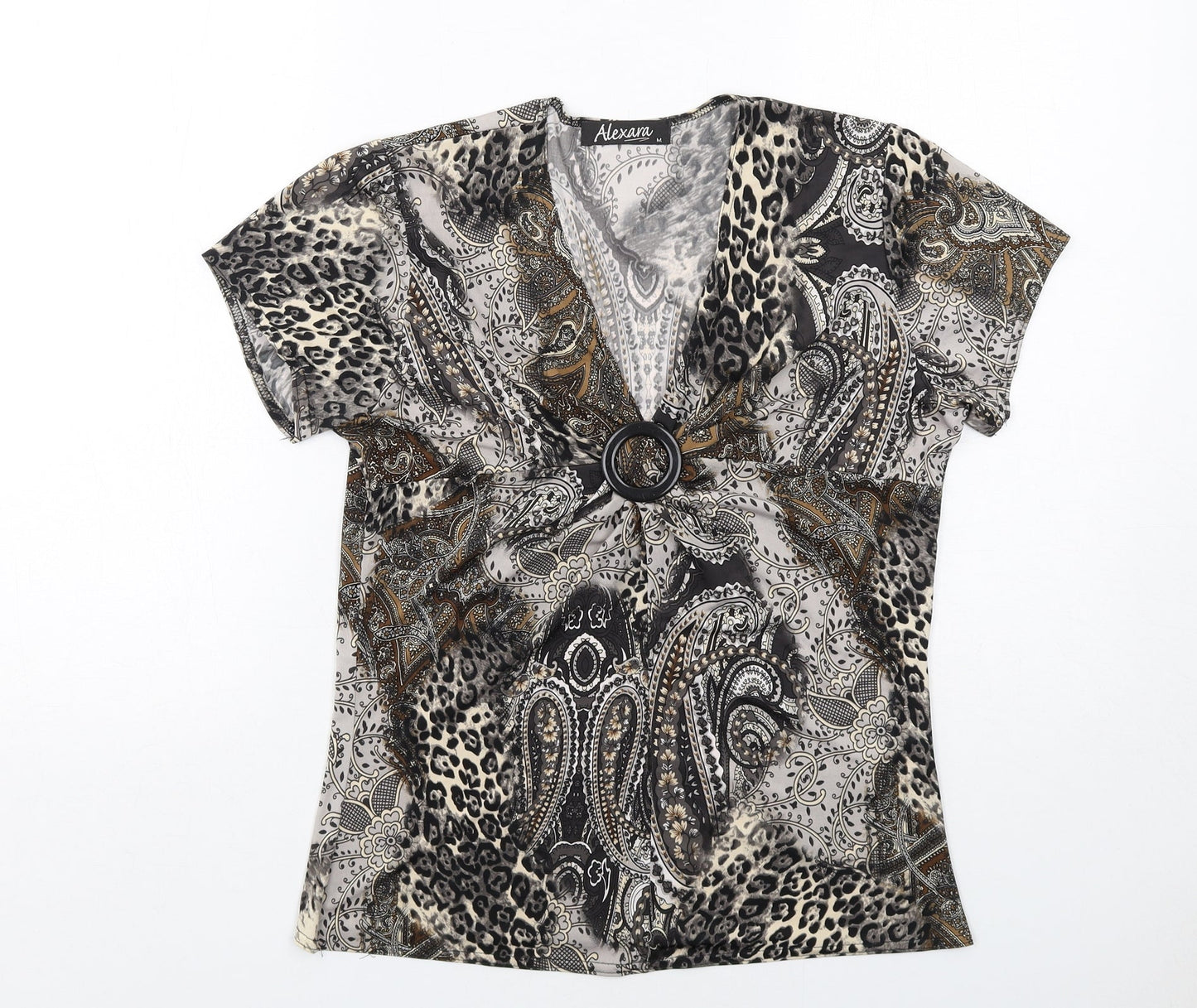 Womens UK Size M Alexara Brown Basic T-Shirt