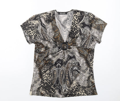 Womens UK Size M Alexara Brown Basic T-Shirt