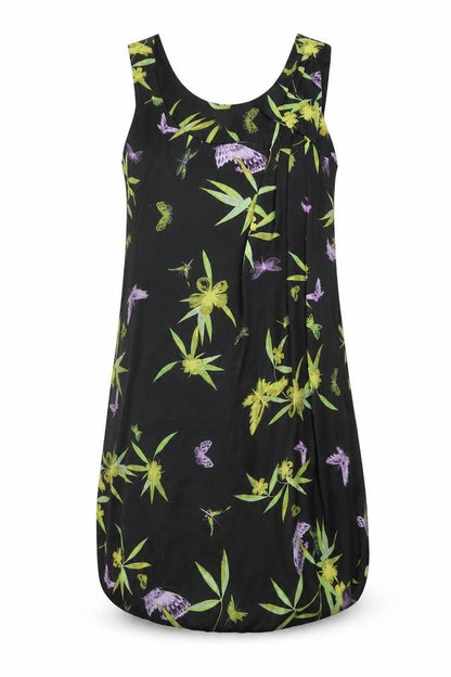 H&M Womens Black Floral Polyester Shift Size 6 Scoop Neck Pullover