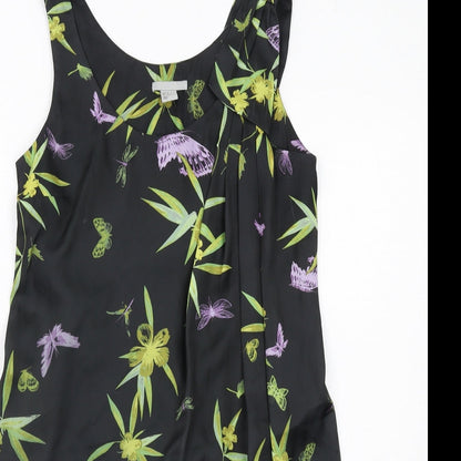 H&M Womens Black Floral Polyester Shift Size 6 Scoop Neck Pullover