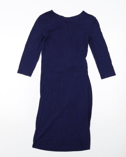 Blooming Marvellous Womens Blue Viscose Sheath Size 8 Boat Neck Pullover